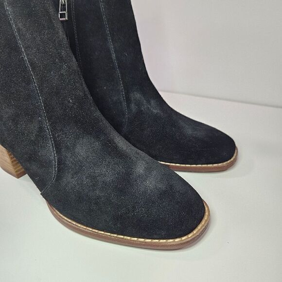 Madewell Bryce Suede Minimalist Stacked Heel Almond Toe Chelsea Boot Black 8.5 - Picture 4 of 10